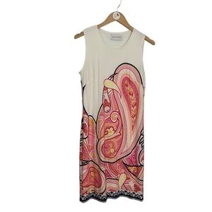 Donna Morgan Matte Jersey Paisley Sheath Dress White/Pink Size S
